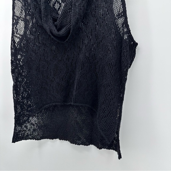 FREE PEOPLE Oversized Black Mesh KNITTED Net Sleeveless Cowl Neck Top WOMENS S - Picture 7 of 8